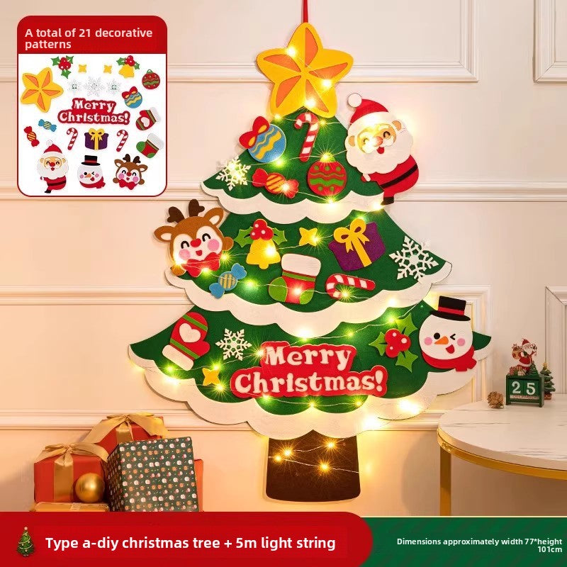 DIY Felt Christmas Tree Wall Decoration with LED Lights